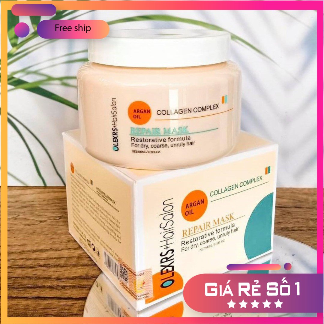 Kem Hấp Ủ Tóc Olexrs Collagen 500ml - Phục Hồi Tóc, Chống Gãy Rụng, Mềm Mượt , Óng Ả Tóc