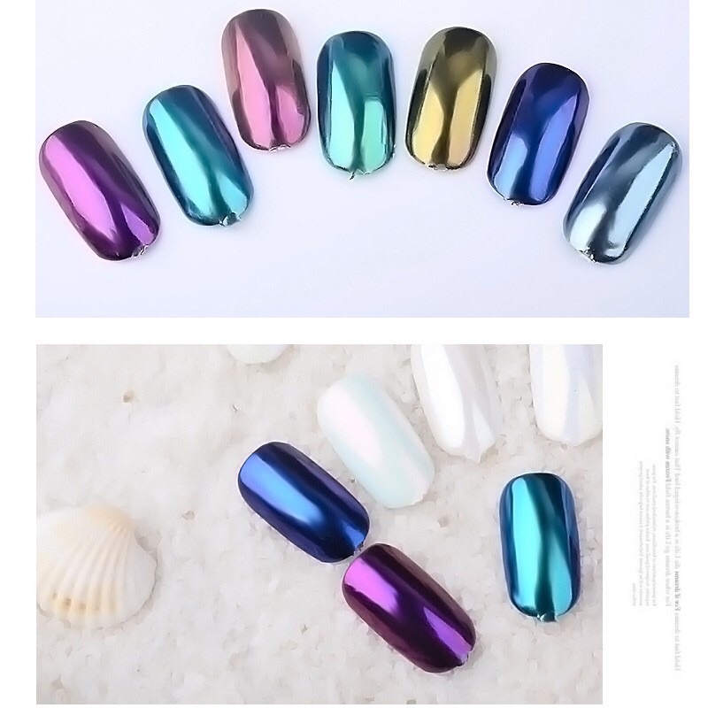 Bột ngọc trai tráng gương ánh xà cừ 7 màu trang trí móng