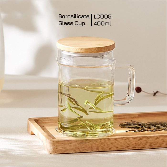 Ly lọc trà thủy tinh SAMADOYO LC005 400mL - Cốc trà thủy tinh chịu nhiệt có lọc trà