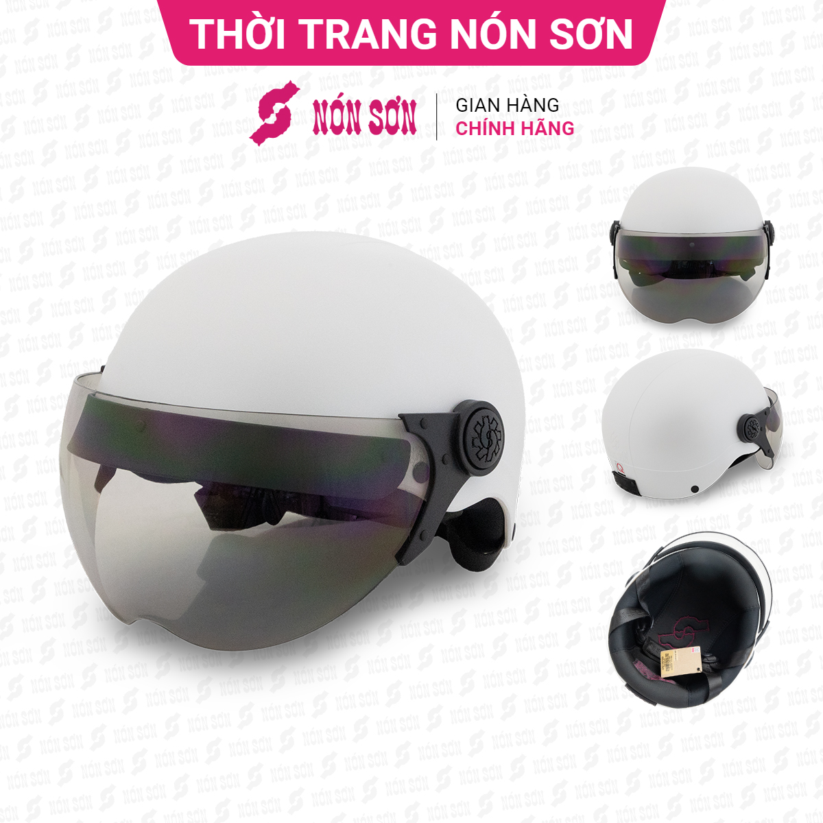  Mũ bảo hiểm nửa đầu có kính NÓN SƠN chính hãng CKT-TR110 