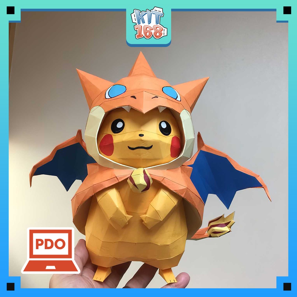 Mô hình giấy Anime Game Pokemon Pika.chu cosplay Charizard