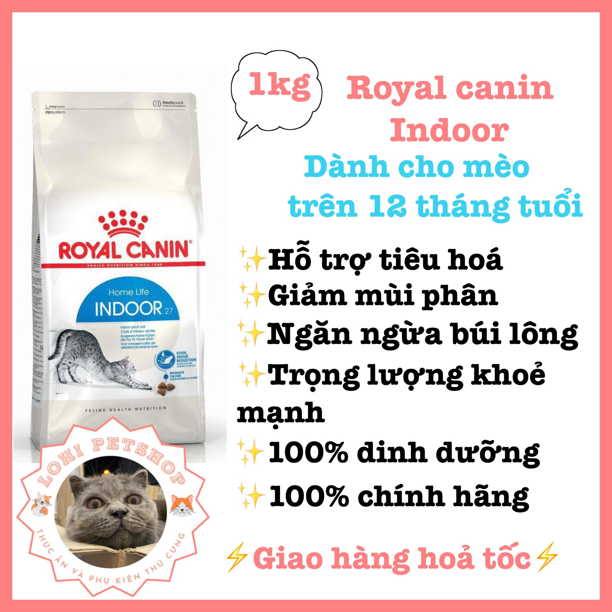 Thức ăn hạt royal canin indoor 1kg cho mèo