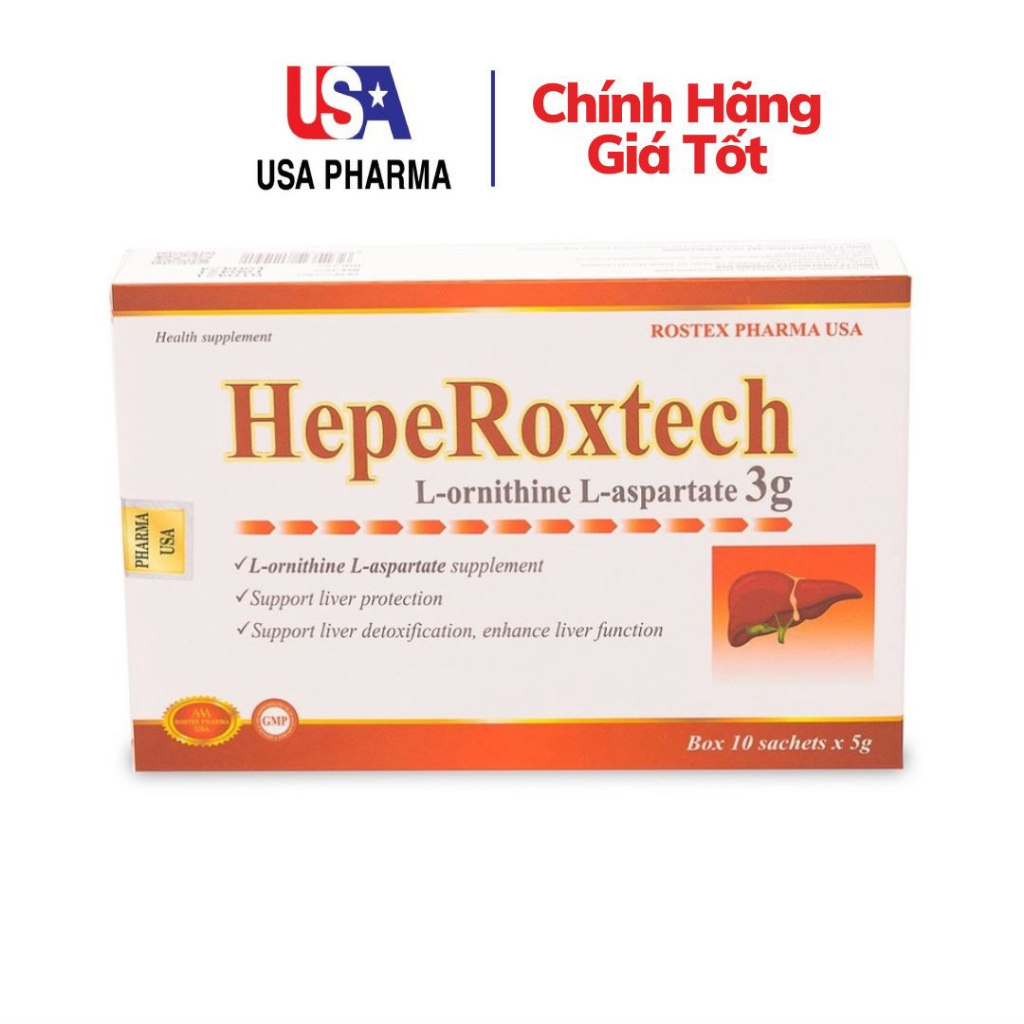 Cốm bổ gan Hepe Roxtech L-ornithine L-aspartat giảm xơ gan, men gan