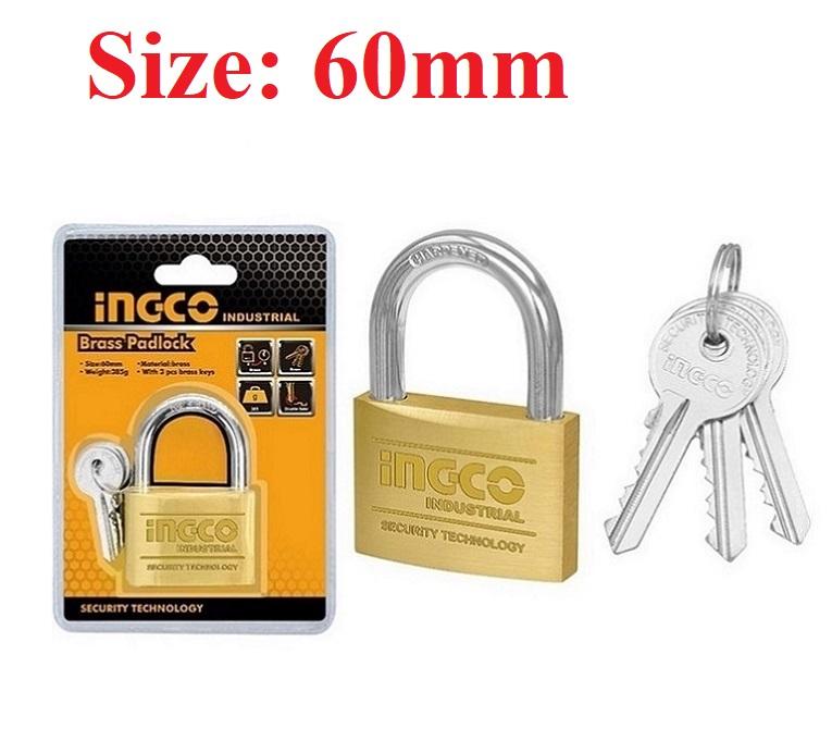 Ổ khóa 60mm ingco dbpl0602 -nguyên liệu = đồng thau,kèm theo 3 chìa khóa - 36/t - giá tốt, uy tín chất lượng an tâm khi mua hàng