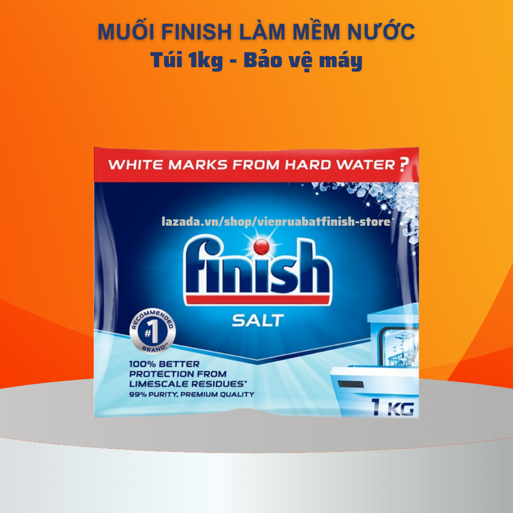 Muối rửa bát Finish 1kg/túi muối làm mềm nước cứng chống vôi cặn dùng cho máy rửa bát máy rửa chén.