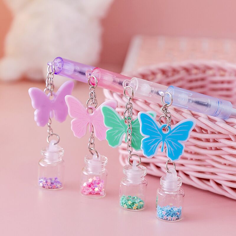 3 bút bi văn phòng hình con bướm - bút bi nước mực đen thỏ siêu dễ thương