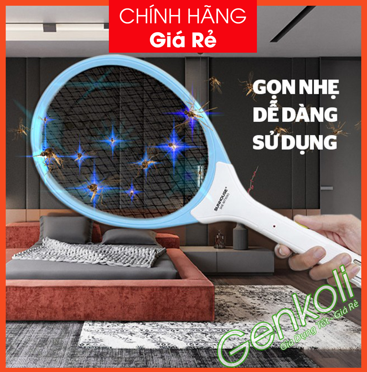Vợt bắt muỗi sunhouse mt 1690, siêu bảo hành 1 đổi 1, cây vợt bắt muỗi cao cấp chính hãng