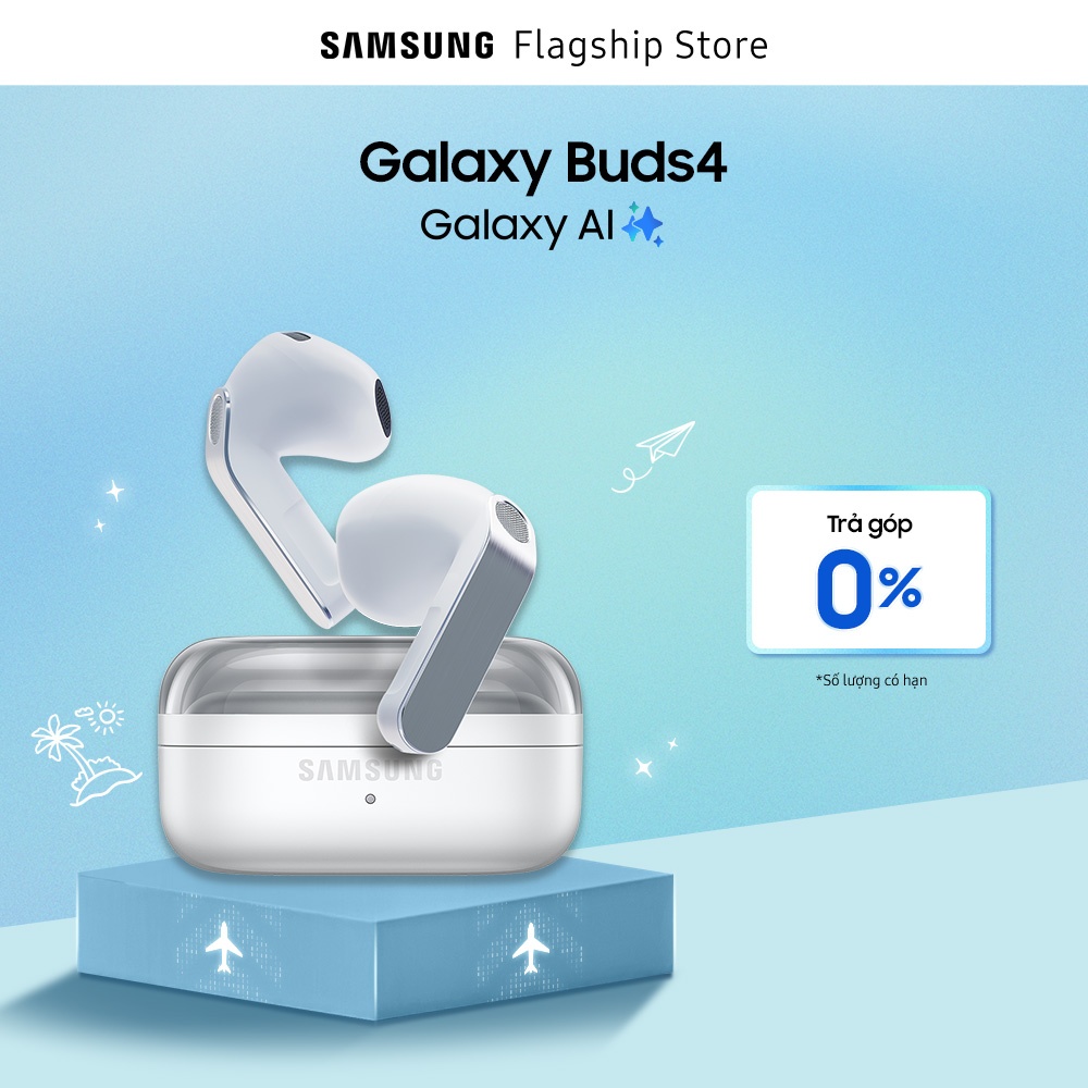 Tai nghe Samsung Galaxy Buds4, Chất âm Hi-Fi đa tầng, Chống ồn chủ động, Galaxy AI đa tác vụ