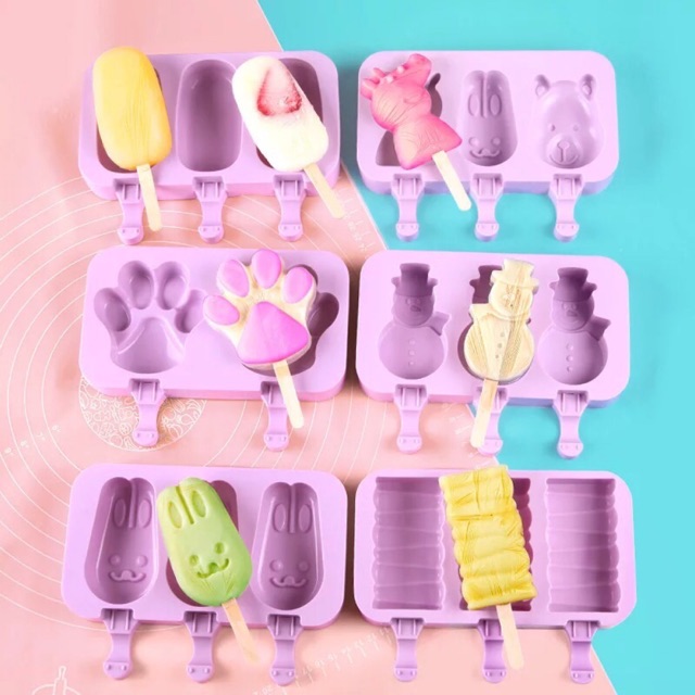 Set 2 Khuôn làm kem silicon hình thú siêu cute - Hình ngẫu nhiên