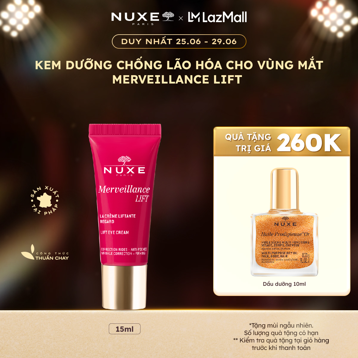 Kem dưỡng nâng cơ và chống lão hóa chuyên sâu cho vùng mắt NUXE Merveillance LIFT Lift Eye Cream 15ml