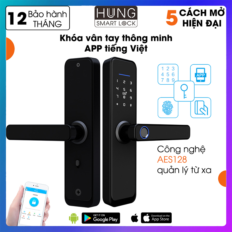 [APP iOS/Android tiếng Việt] Khóa vân tay - Khóa cửa vân tay - Khóa cửa thông minh 2022 - Bảo hành 12 tháng - Hỗ trợ lắp đặt và cài đặt