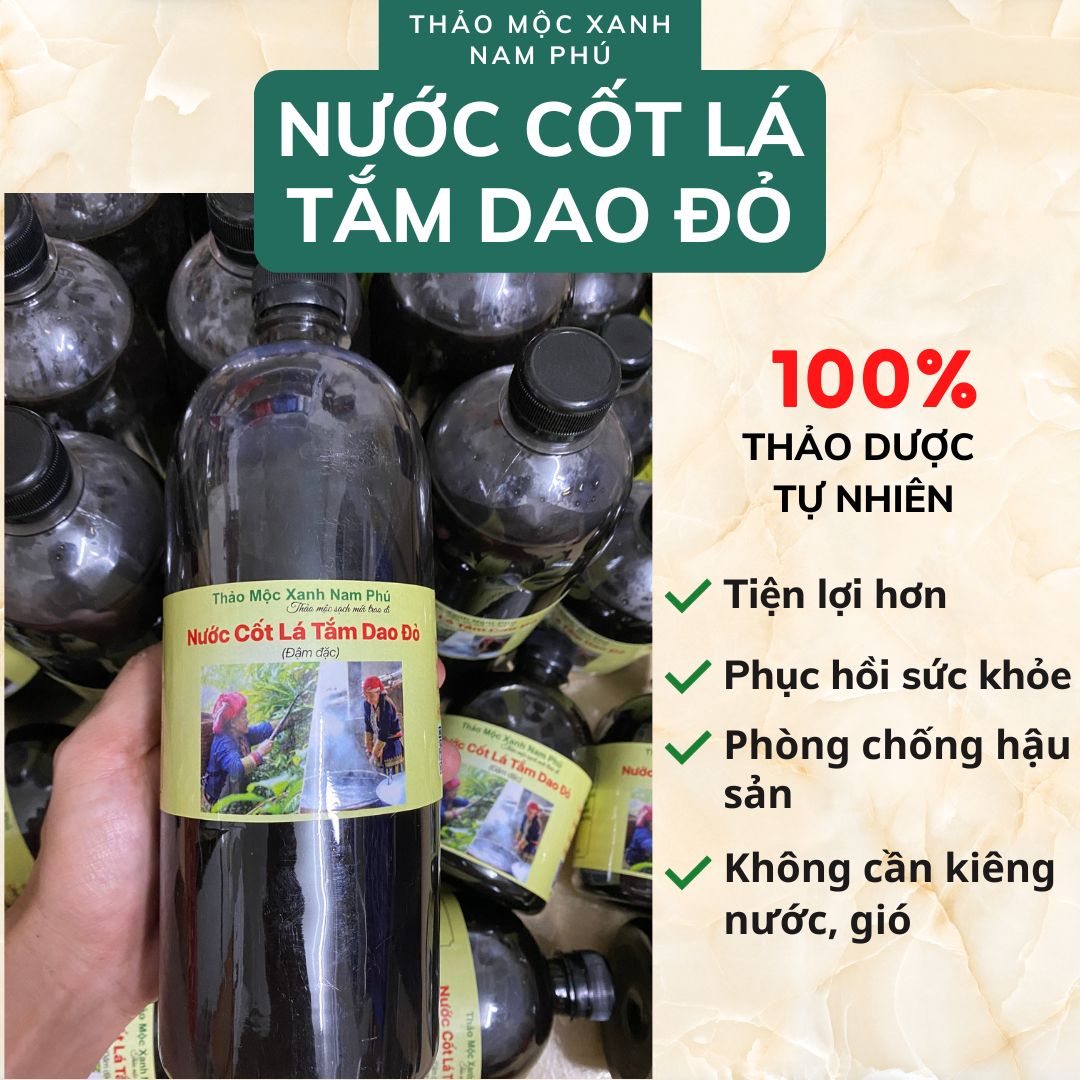 Nước Cốt Lá Tắm Người Dao Đỏ cô đặc, Lá Tắm Dao Đỏ đóng sẵn tiện dụng giúp phục hồi sức khỏe lưu thông khí huyết.