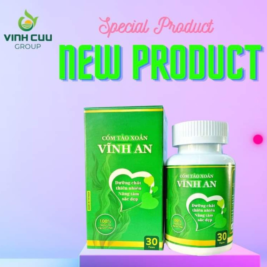 Cốm tảo xoắn Vĩnh An mẫu mới chuẩn xịn