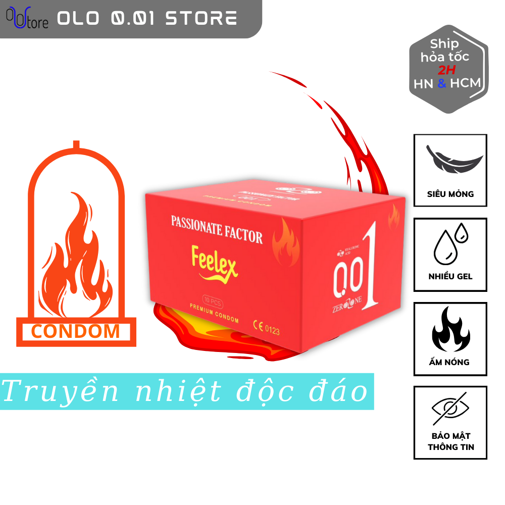 Bao cao su nam 0.01 Passionate Factor siêu mỏng, truyền nhiệt, cảm giác chân thật - Hộp 10 bcs