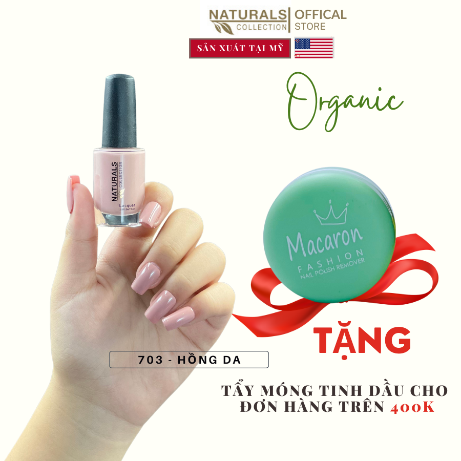 Sơn dưỡng thành phần hữu cơ phục hồi móng yếu, hư tổn USA NATURALS COLLECTION màu thạch trắng - 7.5ml - 703