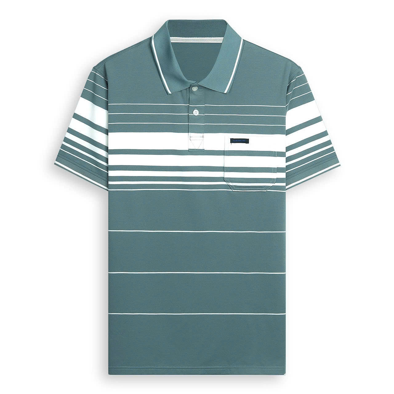 Middle-Aged Men's Short-Sleeved Polo Shirt Big Size 3XL 100kg Striped Cotton Fabric with Wide Collar, T-Shirt for Older Men - 4