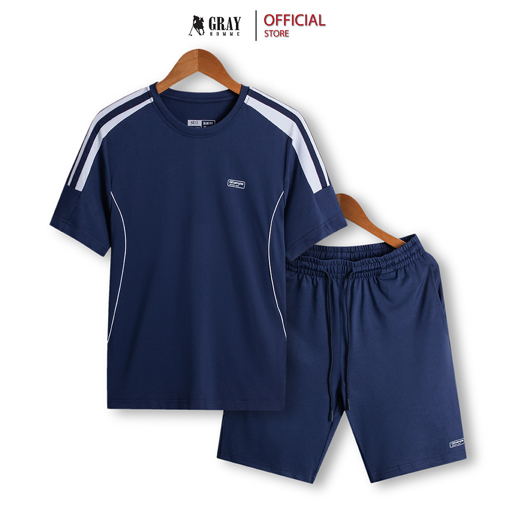 Bộ Đồ Nam Cổ Tròn Grayhomme, Bộ Thể Thao Nam Cộc Tay Chất Thun Lạnh, Đồ Bộ Mùa Hè Chất Coolmax Thoáng Mát (BDG4001)