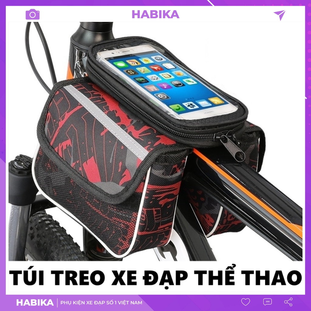 Túi treo xe đạp 2 ngăn chống nước có mặt để điện thoại hx01