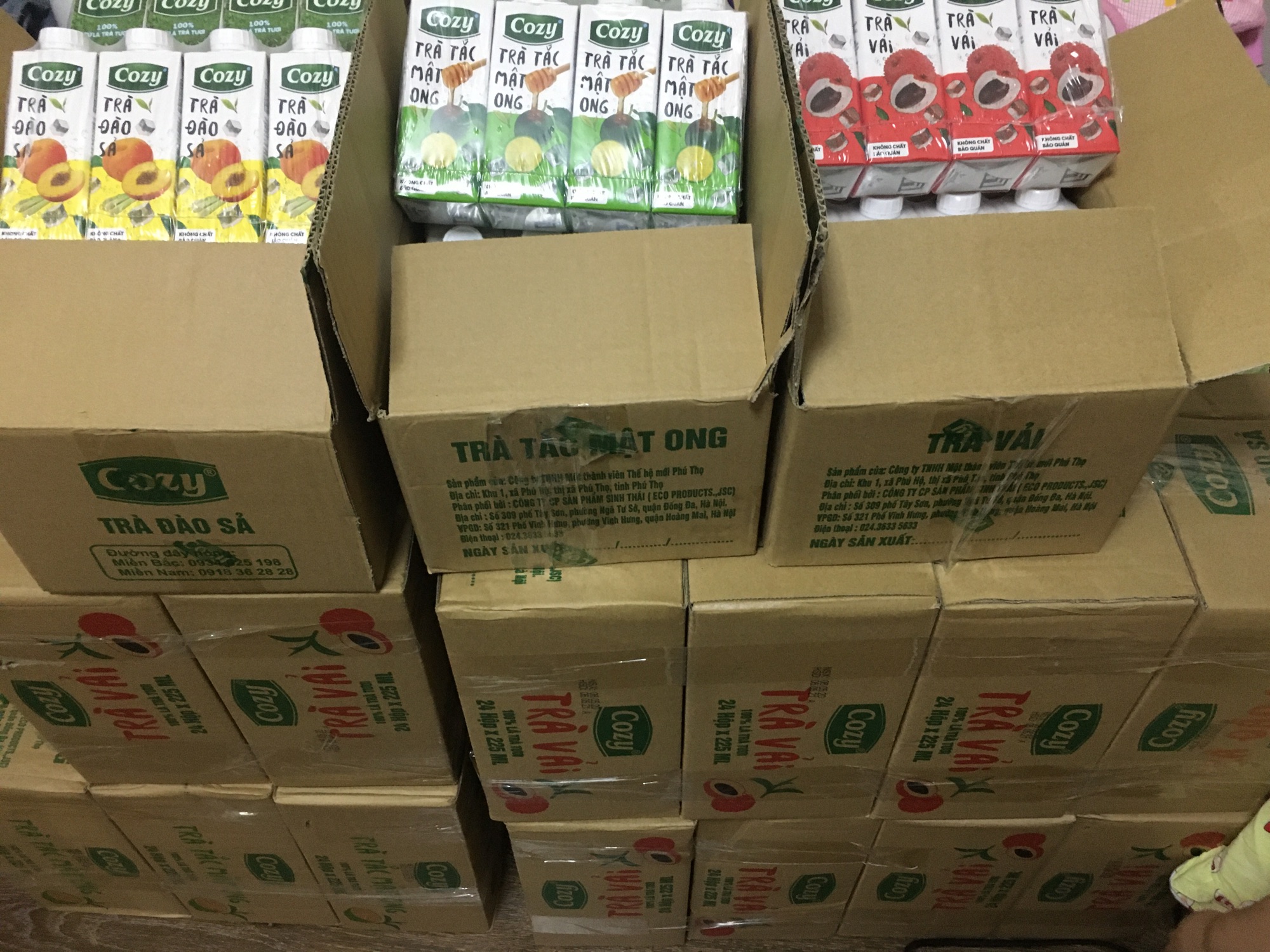 TRÀ TRÁI CÂY COZY 100% LÁ TRÀ TƯƠI {1 Thùng Trà Vải } - HÀNG CÓ SẴN