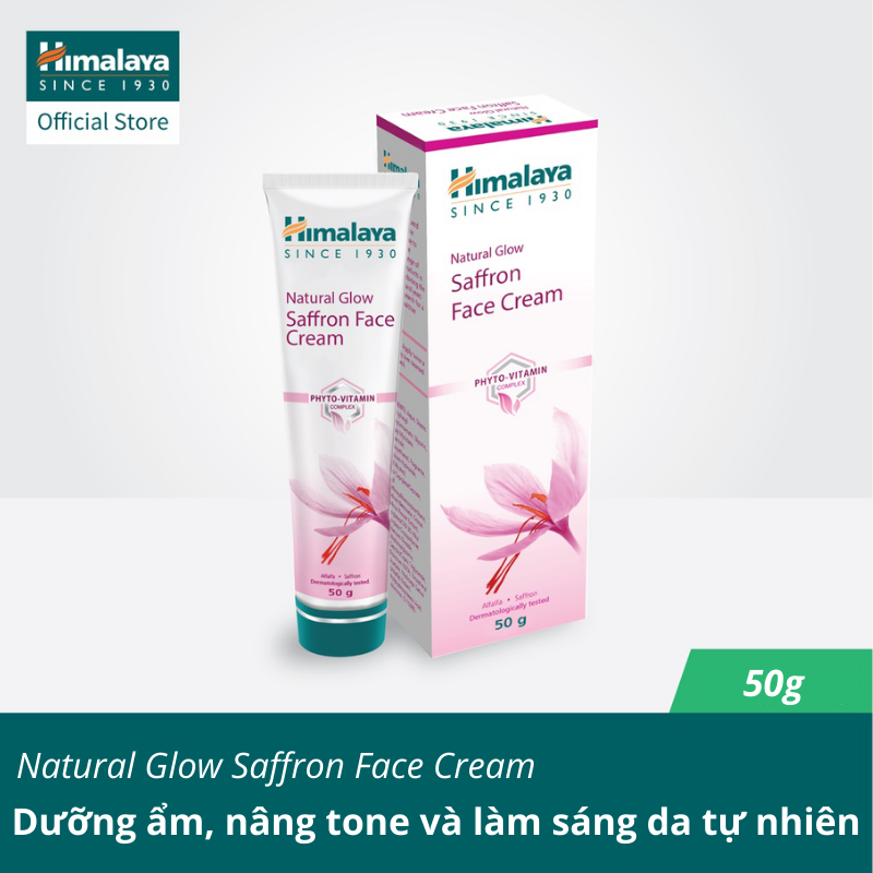 [HÀNG CHÍNH HÃNG]Kem Dưỡng Da Chiết Xuất Nghệ Tây Thiên Nhiên Làm Sáng Hồng Da HIMALAYA HERBALS NATURAL GLOW SAFFRON FACE CREAM 50g