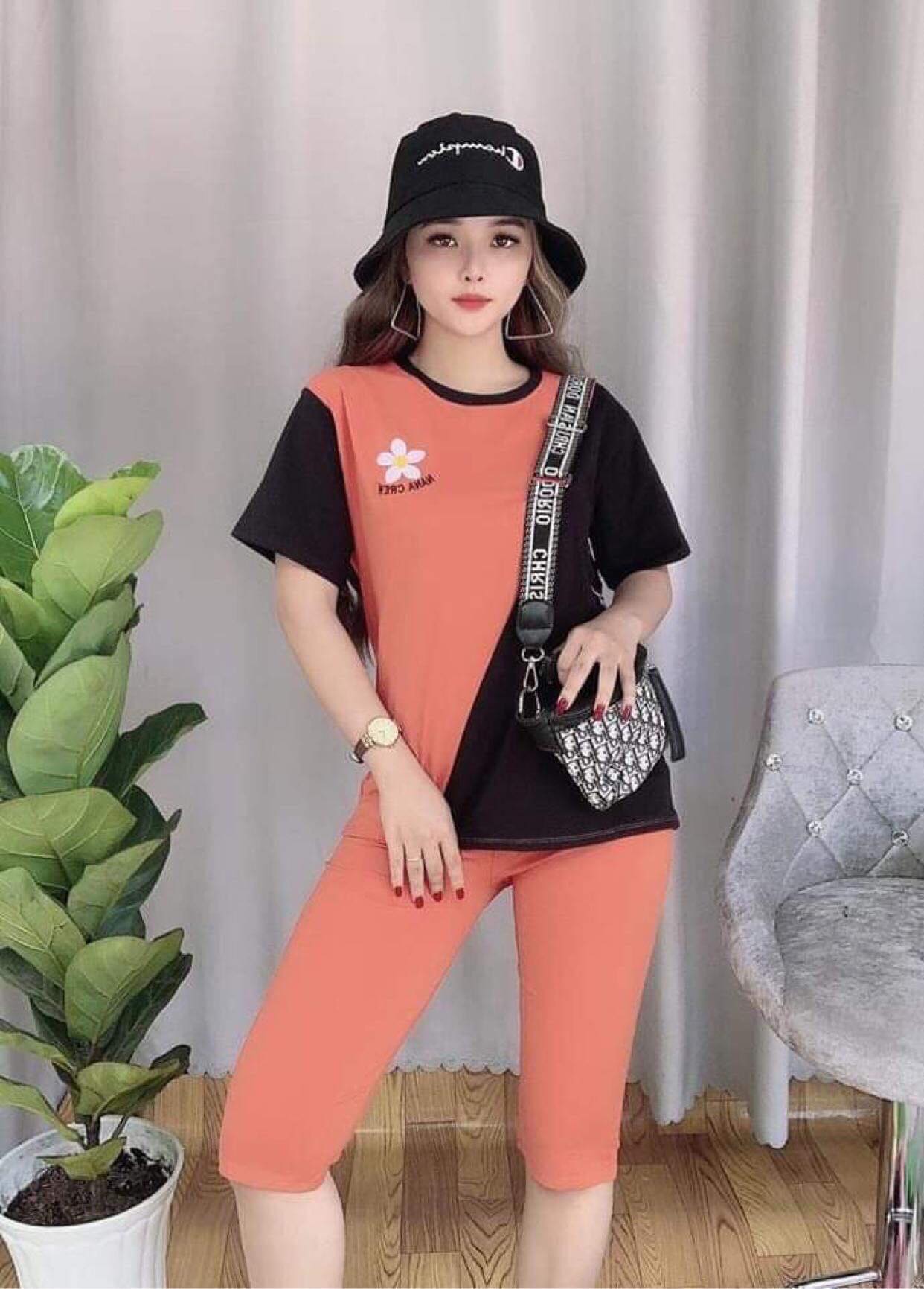 Set bộ lửng hoa cúc phối màu dễ thương