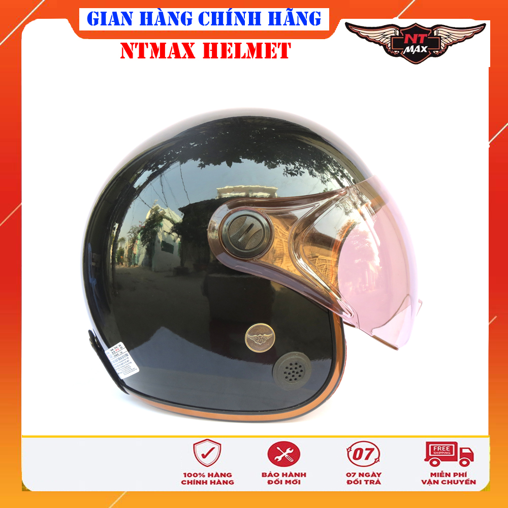Mũ bảo hiểm 3/4 NTMAX kính càng viền đồng (nhiều màu)