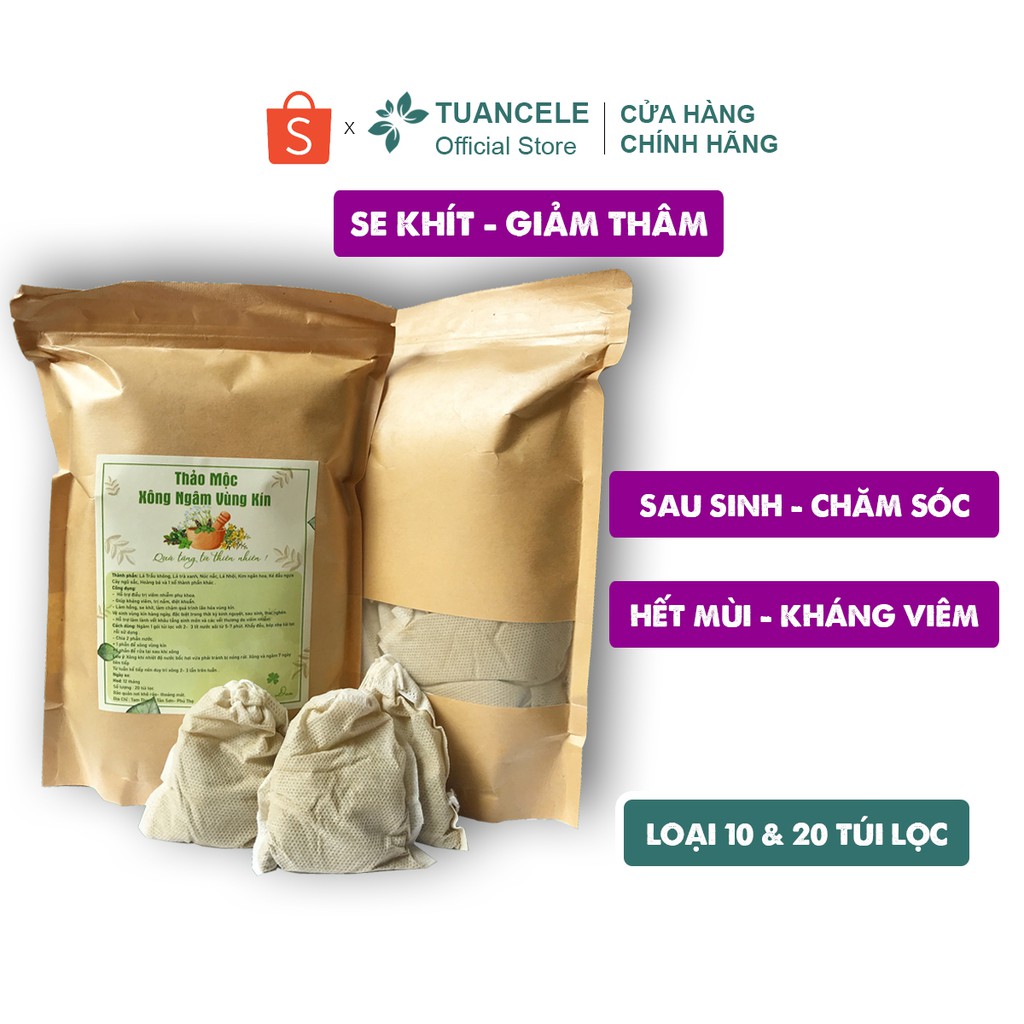 Xông vùng kín mộc đan, gói 10 / 20 túi lọc, thảo dược tự nhiên giúp vệ sinh phụ nữ sau sinh se khít, hồng hào, hết mùi