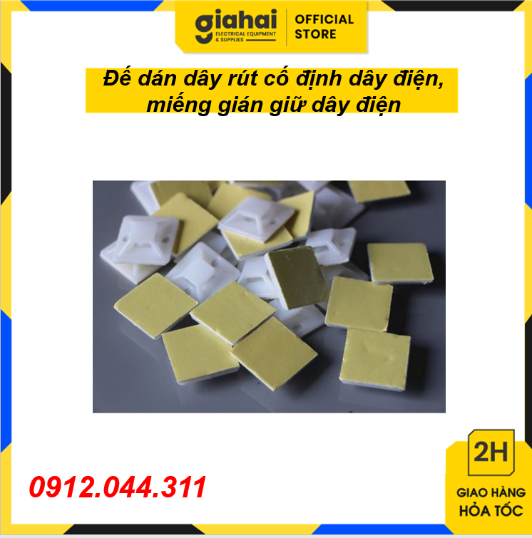 Đế dán dây rút cố định dây điện, miếng dán giữ dây điện, gối đỡ lạt nhựa tbd197