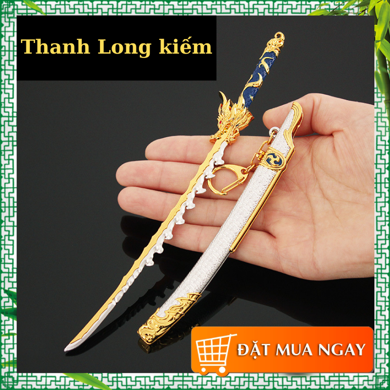 Katana rồng vàng mô hình móc khóa cực chất
