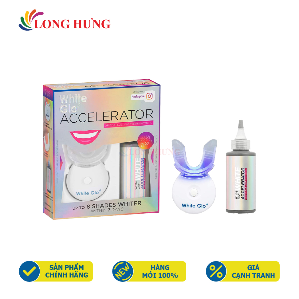 Bộ kích trắng răng bằng ánh sáng xanh White Glo Accelerator - Loại bỏ các vết ố vàng trên răng bằng công nghệ ánh sáng xanh