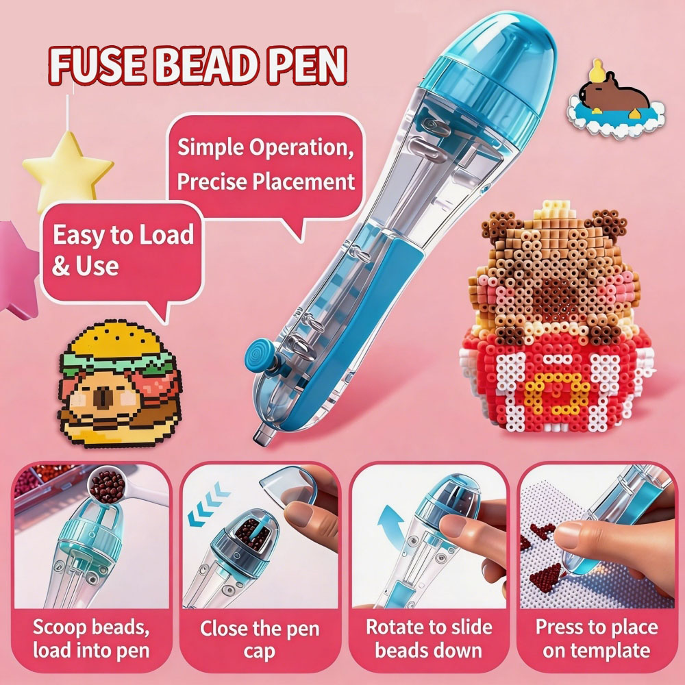 Bút định vị hạt 2.6 mm, bút Perler/Hama tự động, máy làm thủ công, dụng cụ nhấn hạt cho DIY, dự án sáng tạo cho trẻ em