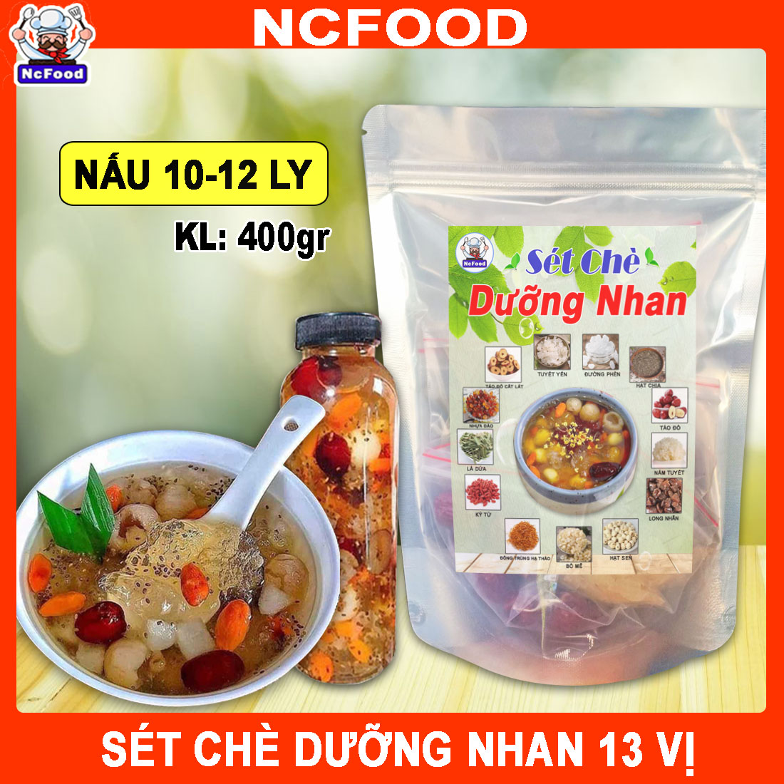 (SỈ 10 GÓI) Chè Tuyết Yến Dưỡng Nhan nấu 10-12 ly 400gr (NCFOOD)