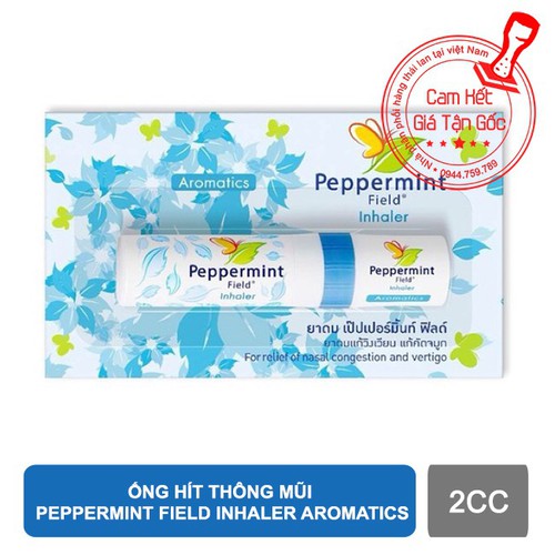 Ống hít thông mũi xanh dương peppermint field inhaler aromatics 2cc - thái lan
