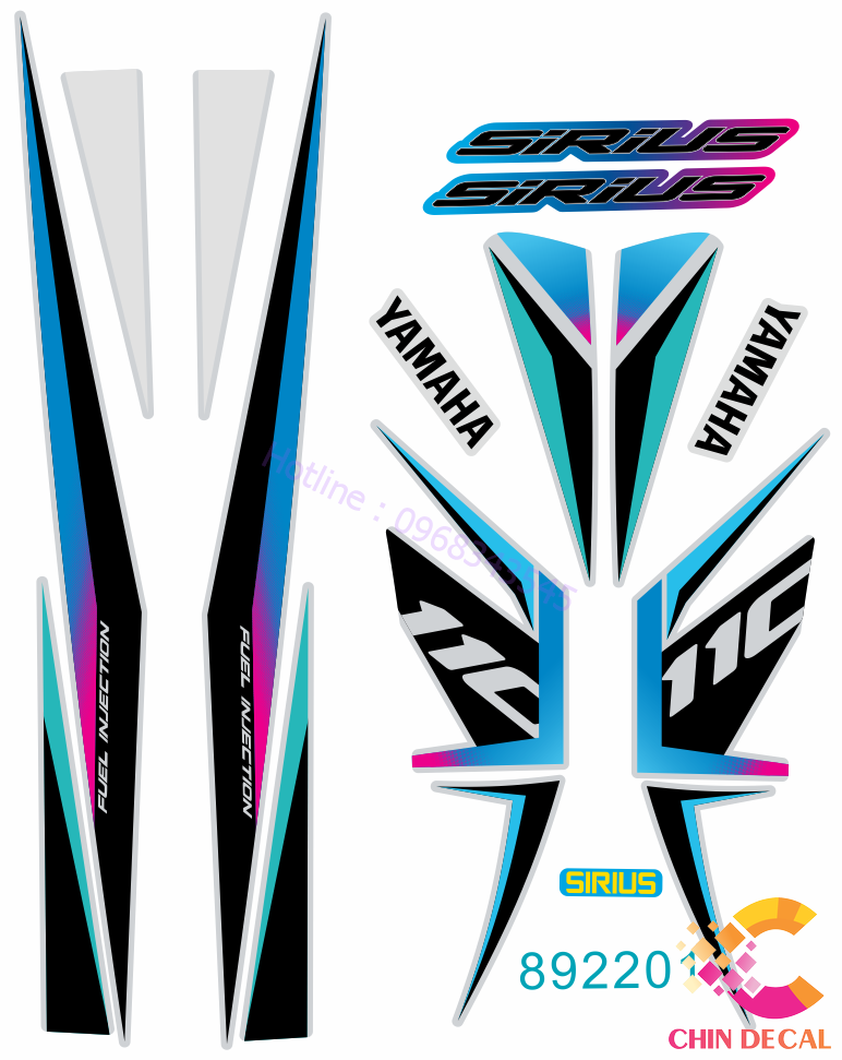 Tem SIRIUS 110 & 50cc Mẫu Kỉ Niệm 20 Năm | Tem 3 lớp cao cấp chống nước chống bay màu | 892201