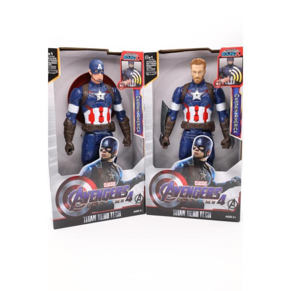 Mô hình captain america biệt đội siêu anh hùng hàng cao cấp, cao 30cm, nhựa đặc, đèn led, tiếng nhân vật.