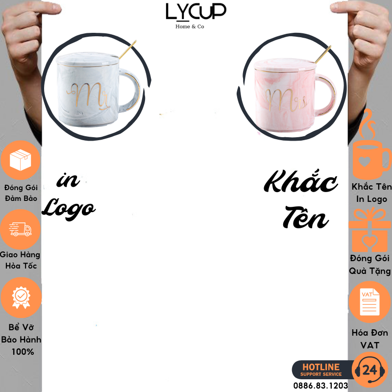 Ly cốc sứ cao cấp mr & mrs có hộp quà cực đẹp khắc tên theo yêu cầu thông điệp ý nghĩa