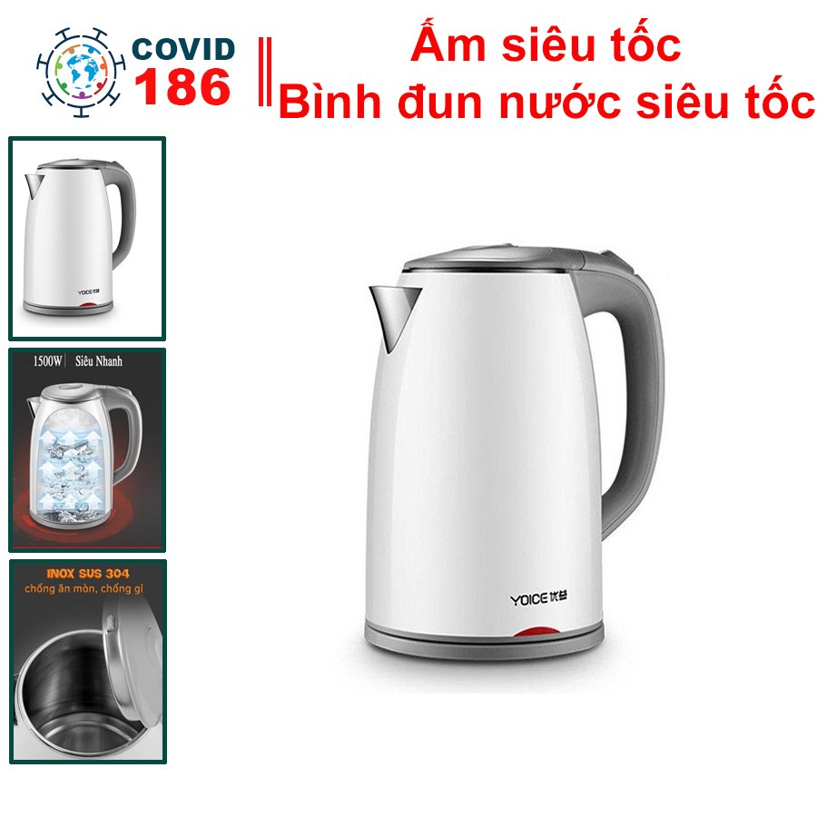 Ấm siêu tốc, Bình đun nước siêu tốc YOICE 1,8L cách điện, cách nhiệt, an toàn sử dụng công suất 1500W