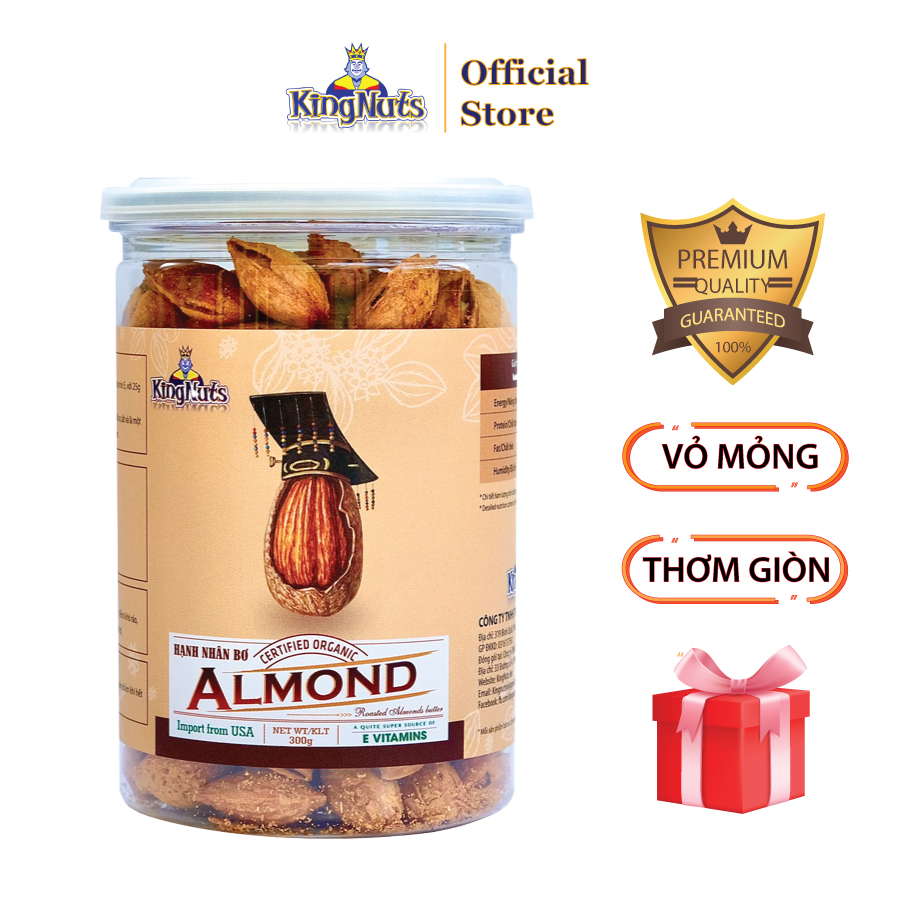 Hạnh nhân rang bơ KingNuts nhập khẩu Mỹ - 300g, 450g - Sản phẩm hạt hạnh nhân rang bơ loại 1, vỏ mỏng, thơm ngon