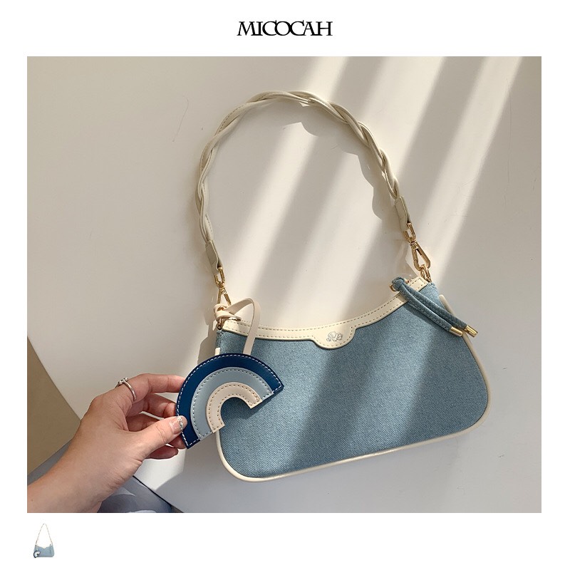 Túi xách nữ đeo vai đeo chéo MICOCAH dáng công sở thời trang phối màu vintage da cao cấp cực đẹp, Túi đeo chéo nữ Micocah, Túi đeo vai Micocah MSP: 640