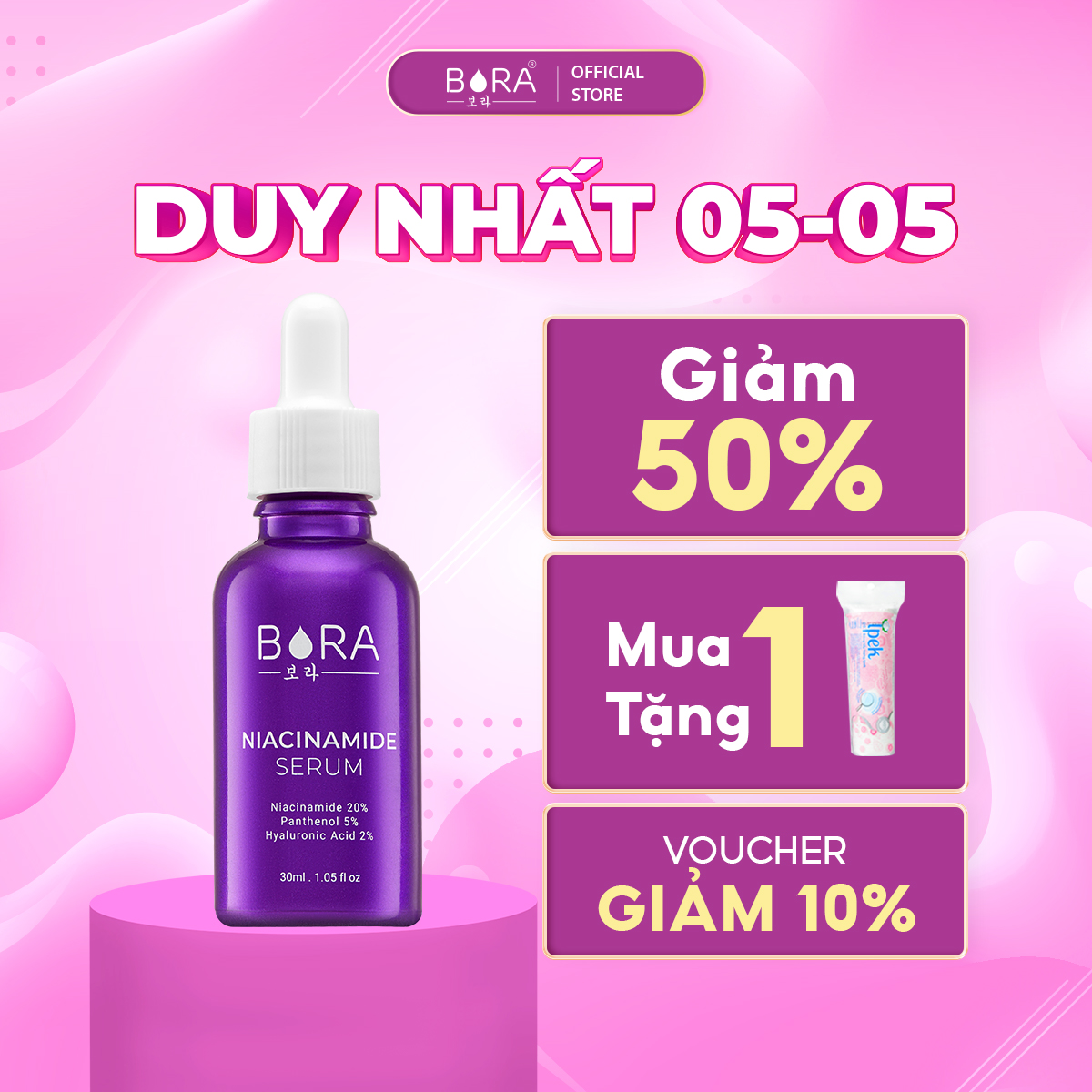 Serum Dưỡng Trắng Da BORA NIACINAMIDE 20% Giúp Làn Da Đẹp Và Khỏe Mạnh Hơn Lọ 30ml