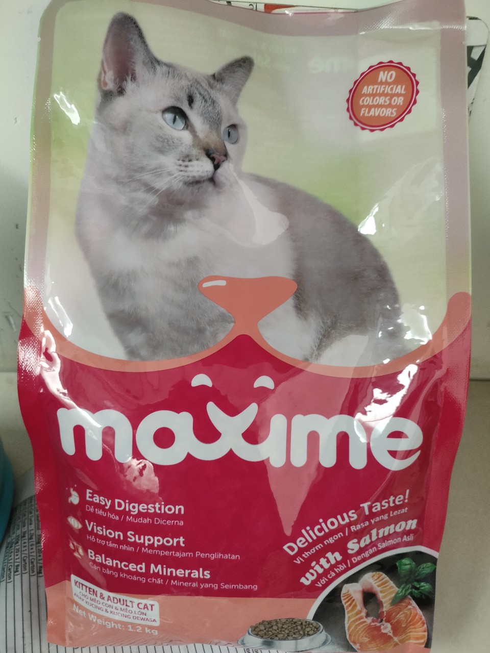 Thức ăn mèo con & mèo lớn vị cá hồi maxime 1,2kg - yeuthucung