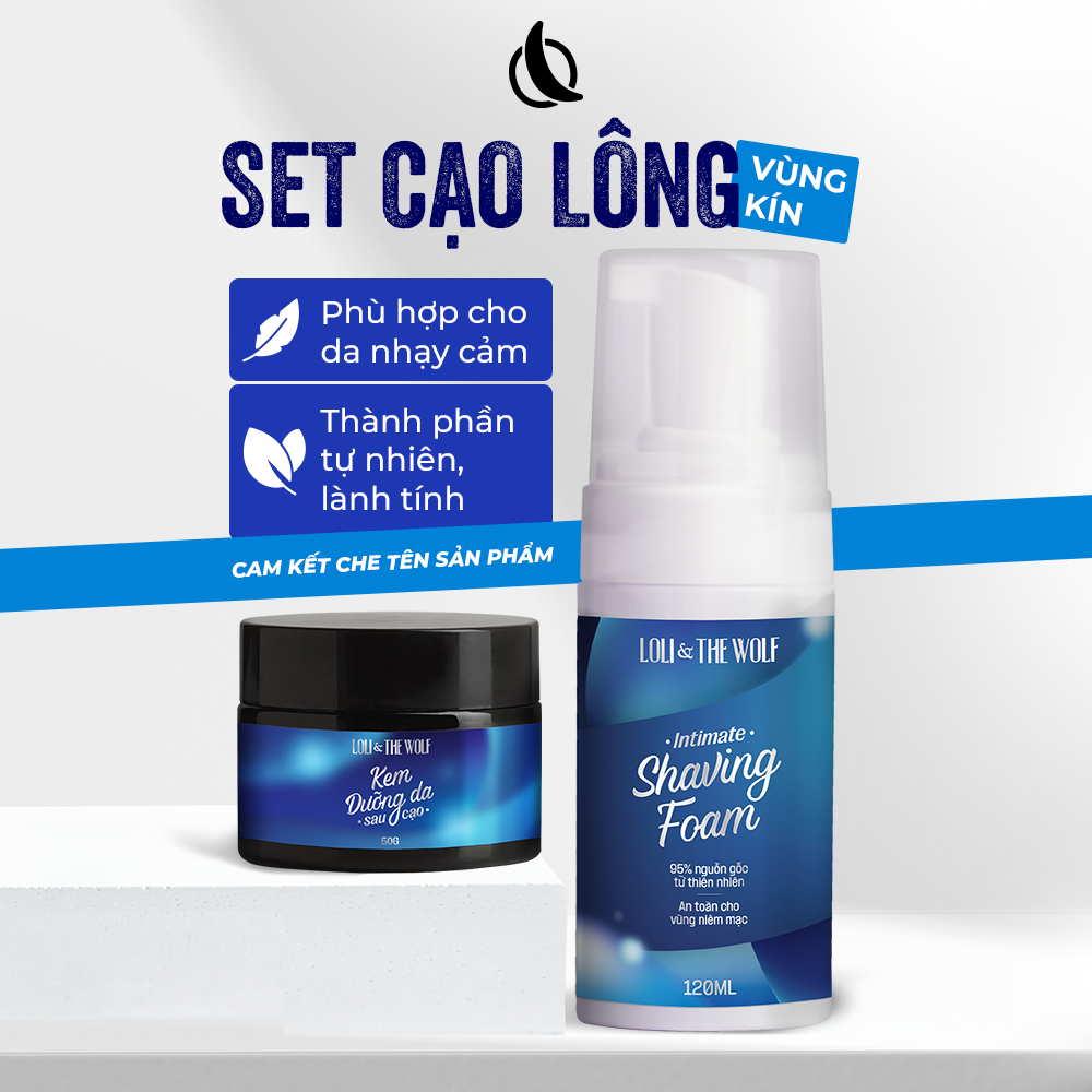 Set cạo lông vùng kín tại nhà loli the wolf - bọt cạo lông vùng kín + kem dưỡng da vùng kín sau cạo