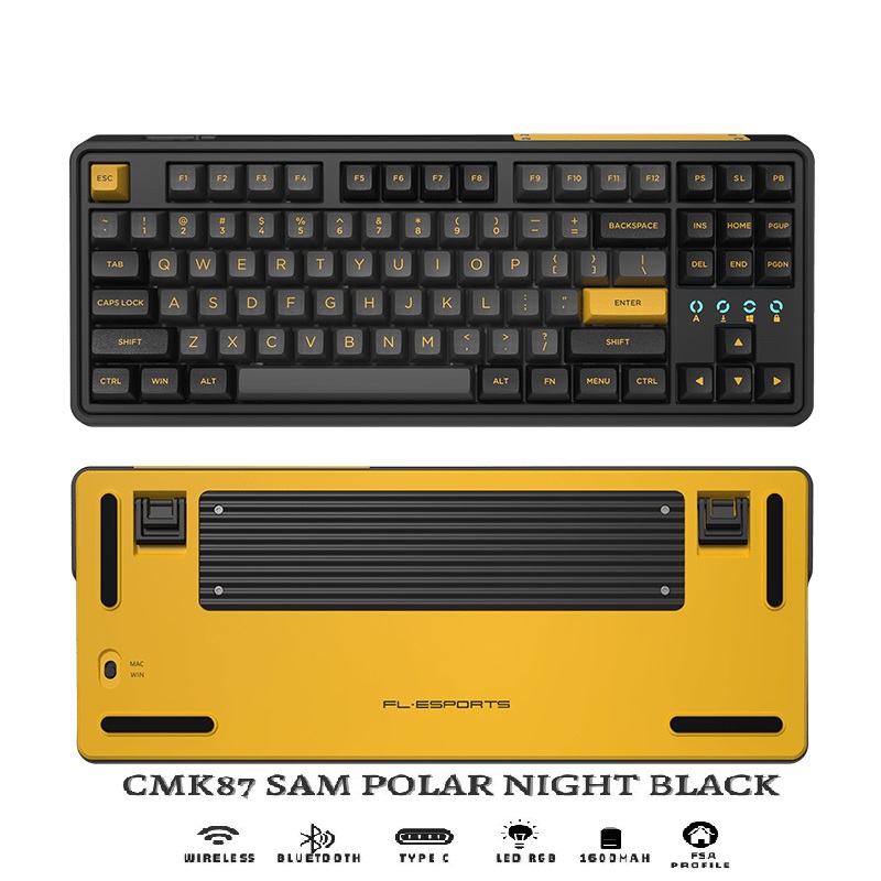 Bàn phím cơ FL-Esports CMK87 Polar Night Black 3 Mode - Hàng chính hãng