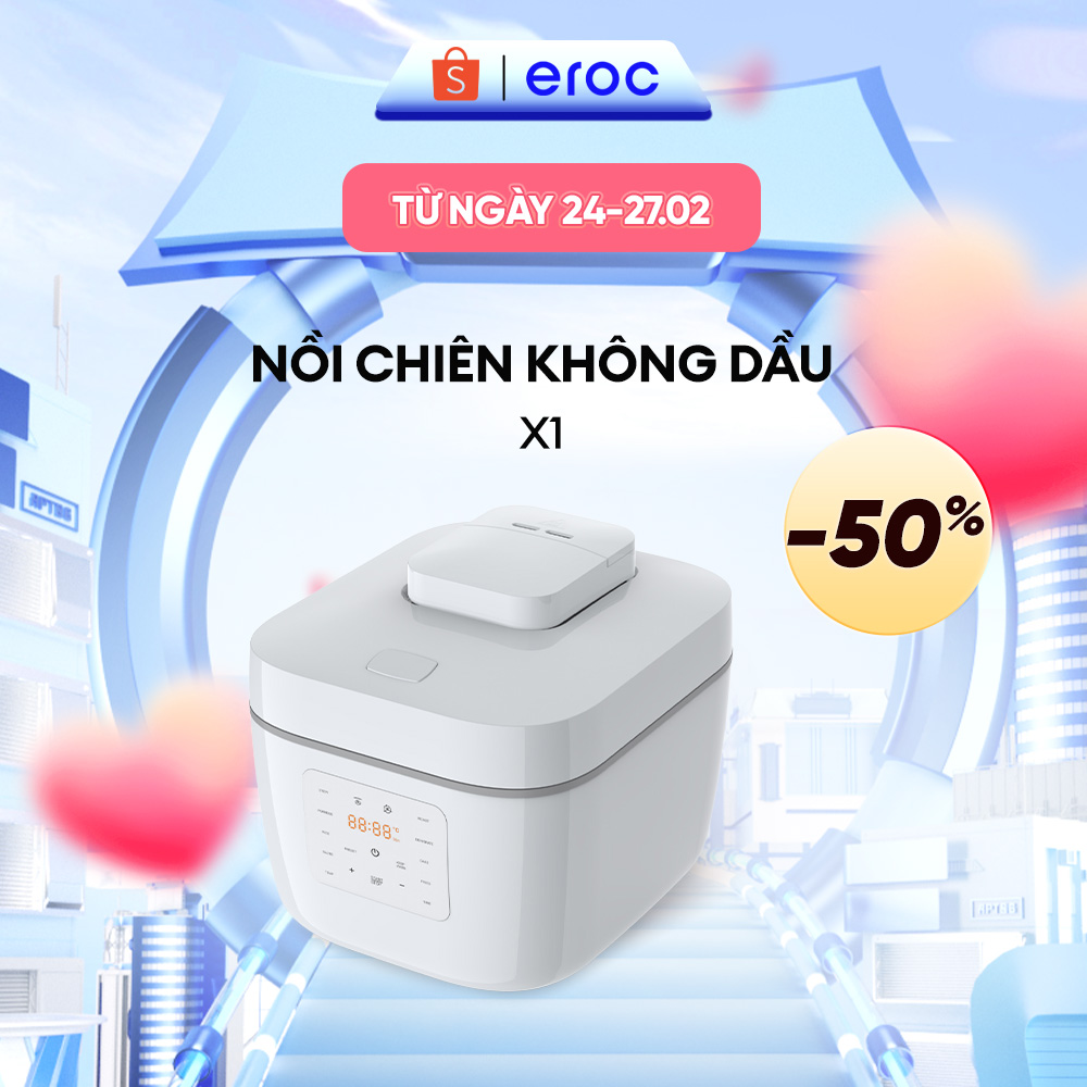 Nồi Chiên Kiêm Nồi Cơm Đa Chức Năng 6 Lít Eroc V-X1 [Hầm, Luộc, Làm Sữa Chua, Làm Bánh, Chiên Xào, Nấu Canh] Bảo Hành Đổi Mới 12 Tháng