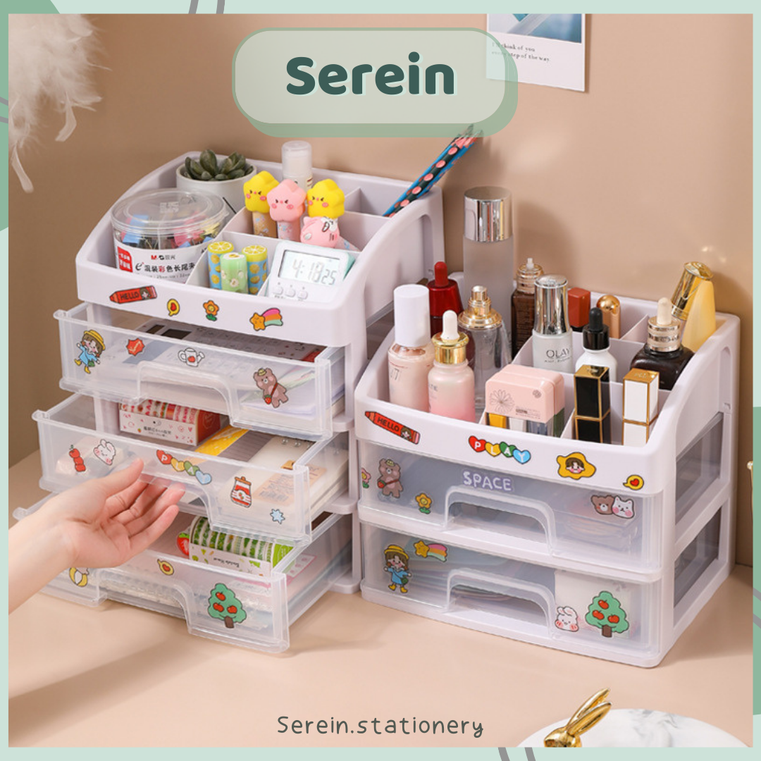 Tủ đựng mỹ phẩm mini SEREIN, tủ đựng đồ mini văn phòng phẩm dễ thương phong cách Hàn Quốc