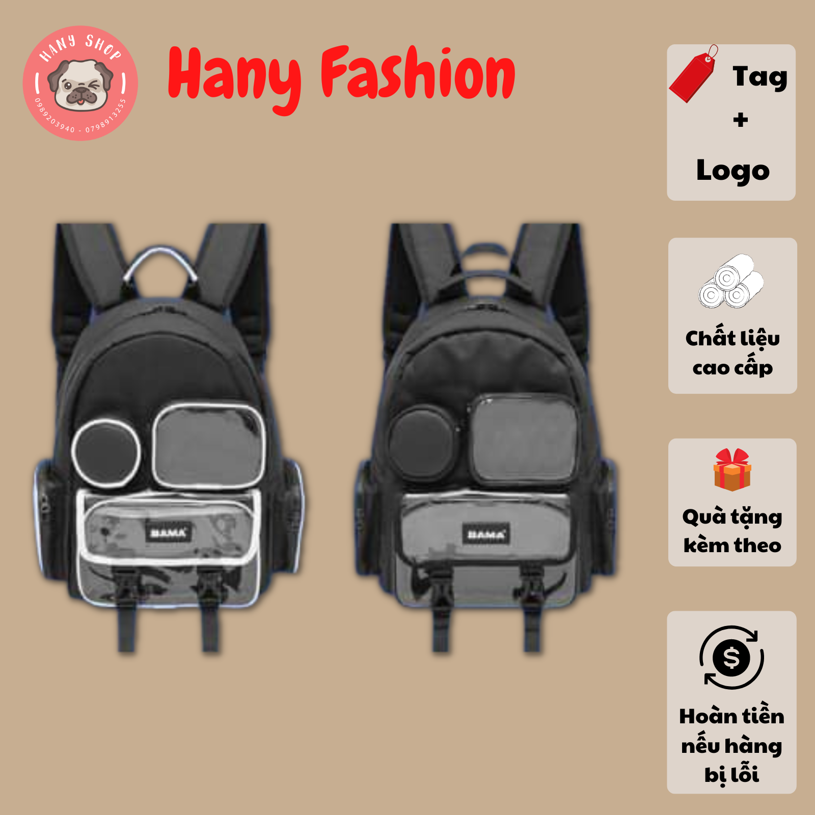 Balo học sinh Bama cực xinh tặng kèm tag và giấy thơm Hany shop BL36