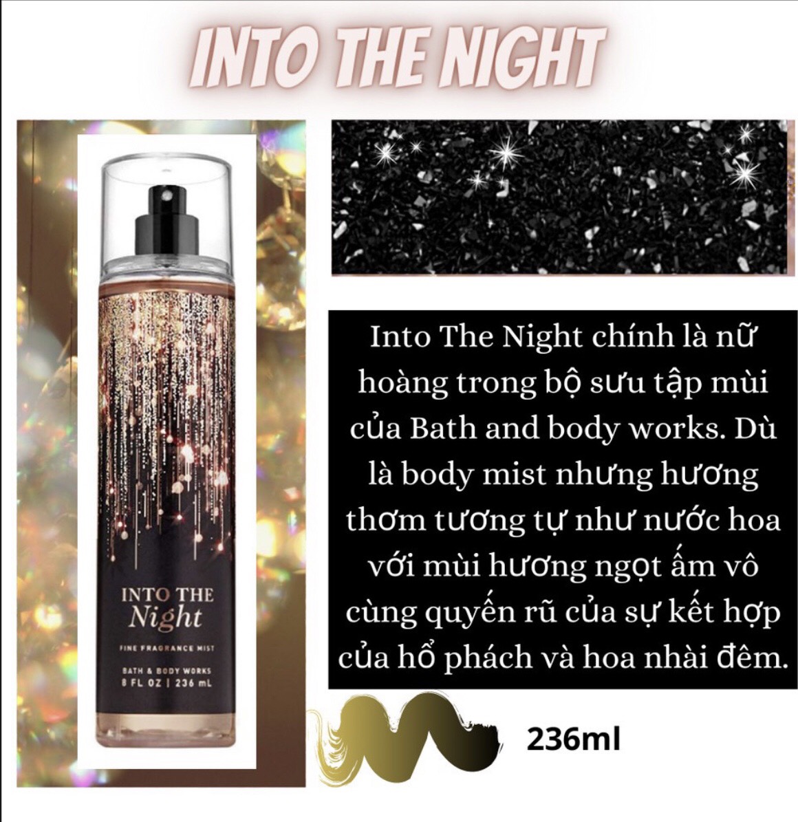 Xịt thơm into the night bath and body works chai cao 236ml cực thơm