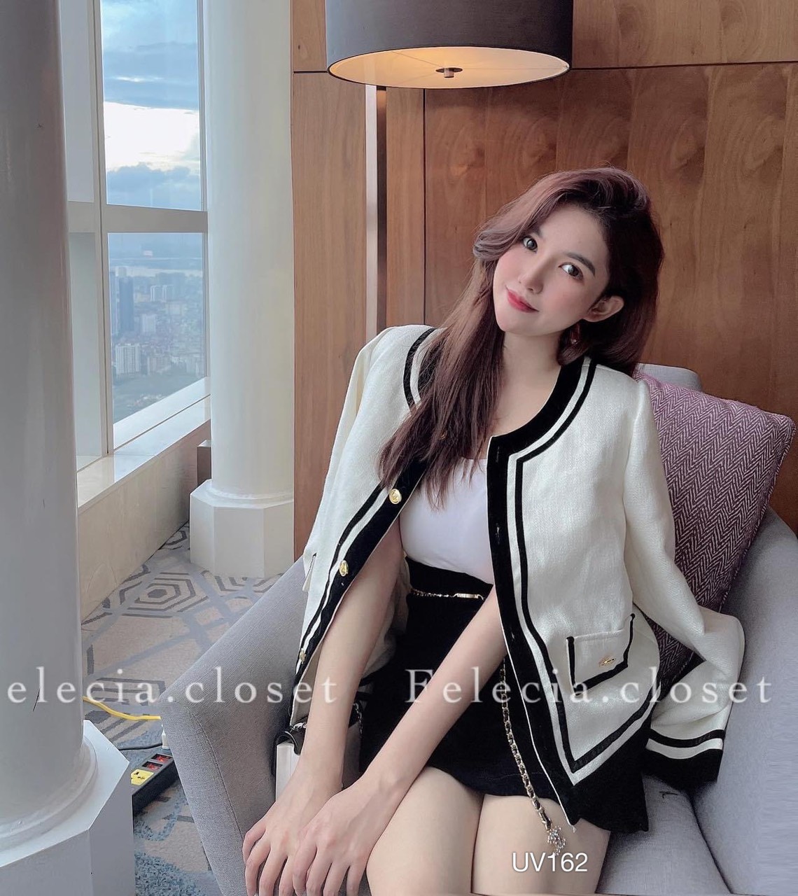 Áo khoác dạ tweed trắng viền đen quý phái hai lớp 👗 tiểu thư 👗 - áo dạ tweed trắng viền đen đi tiệt, dành cho những cuộc họp quan trọng 👗👗
