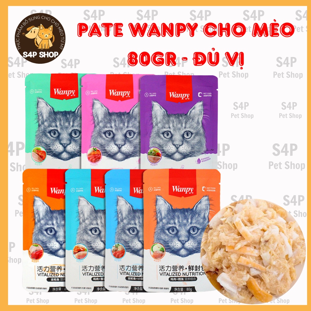 Pate wanpy dành cho mèo - kén ăn, dinh dưỡng - 80gr - đủ 7 vị