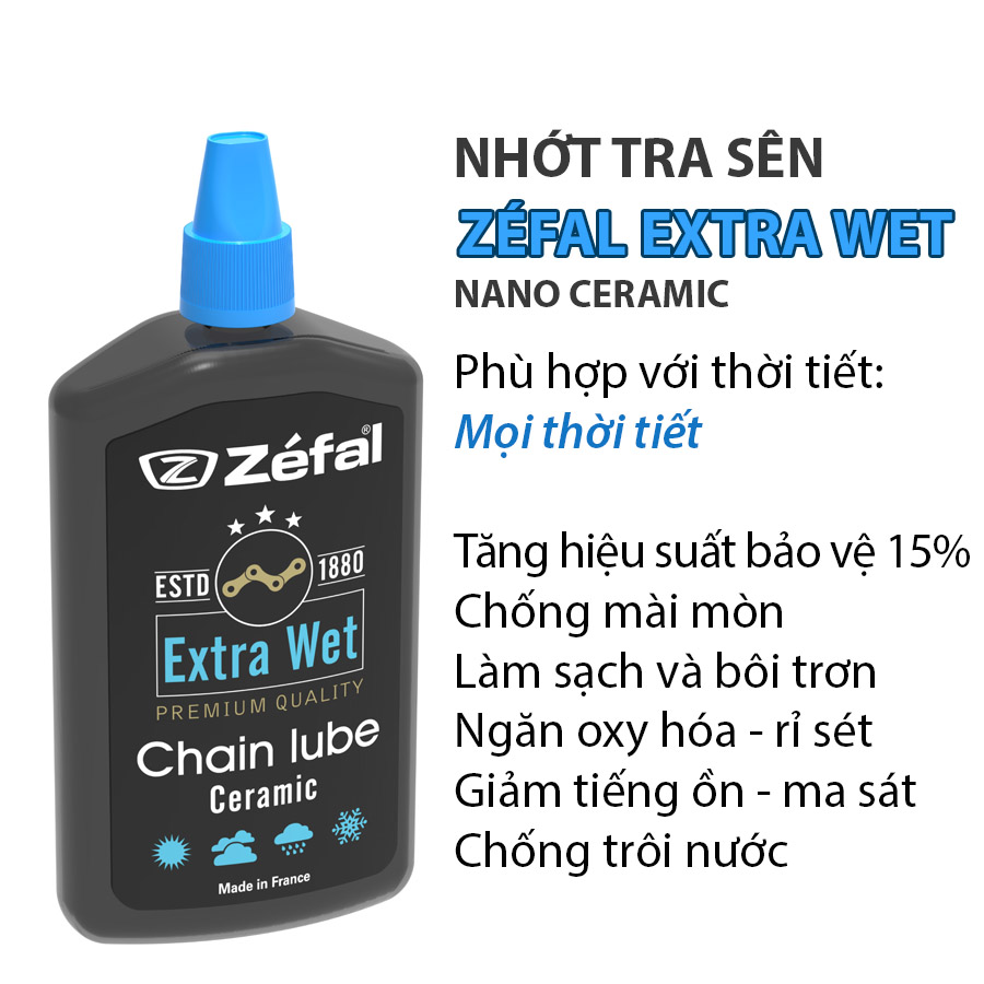 Dầu nhớt tra sên cao cấp zefal ceramic extra wet 120ml